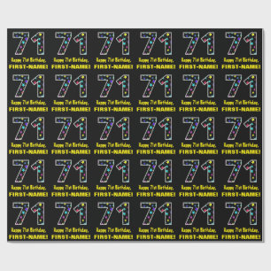 Papel De Regalo Feliz 71º cumpleaños, divertido patrón de estrella