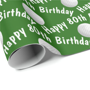 Papel De Regalo Feliz 80.º cumpleaños de pelotas de golf