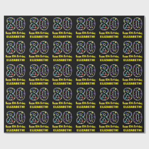 Papel De Regalo Feliz 80 cumpleaños, divertido patrón de estrellas