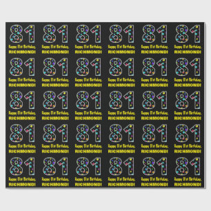 Papel De Regalo Feliz 81º cumpleaños, divertido patrón de estrella
