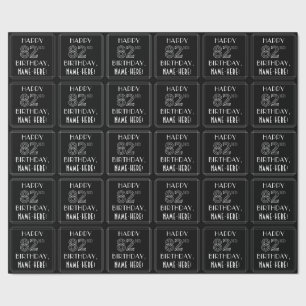 Papel De Regalo FELIZ 82º CUMPLEAÑOS; Estilo Art Deco con Nombre P