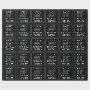 Papel De Regalo FELIZ 88º CUMPLEAÑOS; Estilo Art Decó con Nombre P