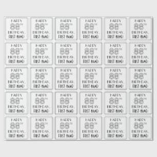 Papel De Regalo FELIZ 88º CUMPLEAÑOS; Estilo Art Deco; Nombre pers