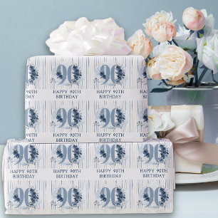 Papel De Regalo Feliz 90 aniversario número de floral 90
