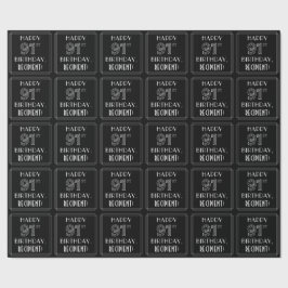 Papel De Regalo FELIZ 91º CUMPLEAÑOS; Estilo Art Deco con nombre p