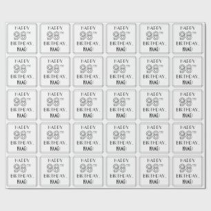 Papel De Regalo FELIZ 98º CUMPLEAÑOS; Estilo Art Deco; Nombre pers