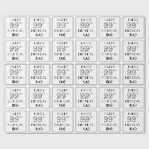 Papel De Regalo FELIZ 99º CUMPLEAÑOS; Estilo Art Deco; Nombre pers