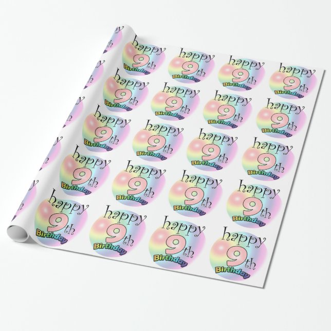 Papel De Regalo Feliz 9° cumpleaños (descanso) (Desenrollado)