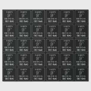 Papel De Regalo FELIZ 9 DE CUMPLEAÑOS; Estilo Art Decó con nombre 