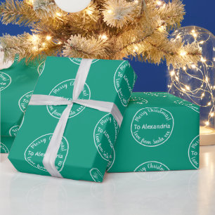 Papel De Regalo Feliz amor navideño por Santa Bright Green