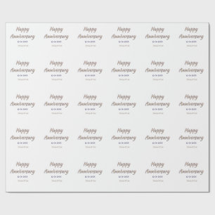 Papel De Regalo feliz aniversario marrón gris nombre fecha pareja 