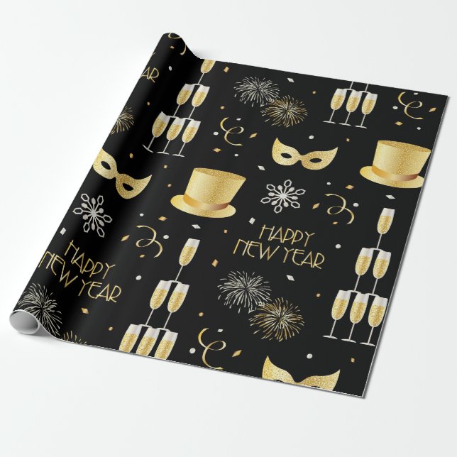 Papel De Regalo Feliz Año Nuevo (Desenrollado)