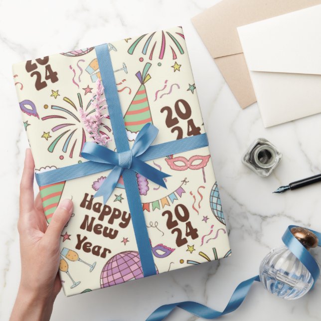 Papel De Regalo Feliz Año Nuevo 2024 (Regalar)
