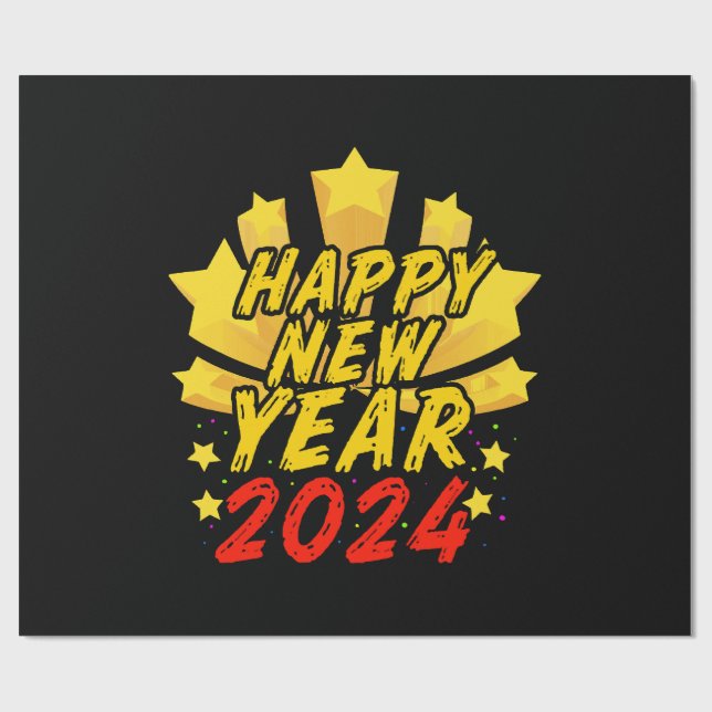 Papel De Regalo Feliz Año Nuevo 2024 (Superficie plana)