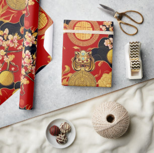 Papel De Regalo Feliz Año Nuevo Chino Patrón asiático moderno