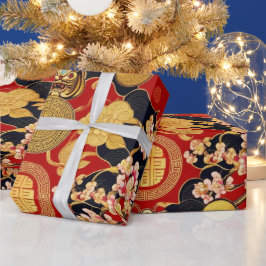 Papel De Regalo Feliz Año Nuevo Chino Patrón asiático moderno
