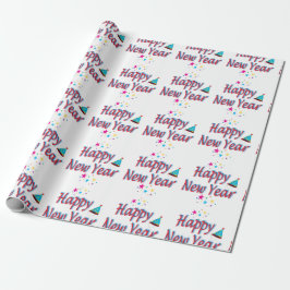 Papel De Regalo Feliz Año Nuevo Fiesta colorido épico