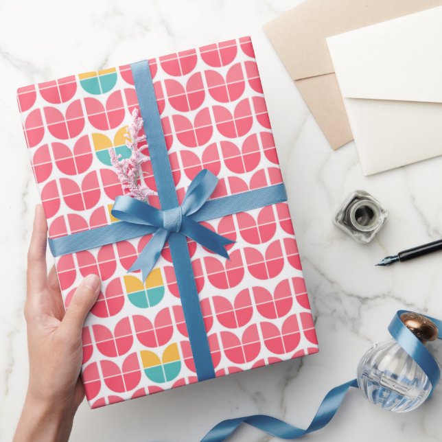 Papel De Regalo Feliz Año Nuevo Floral Geométrica (Regalar)