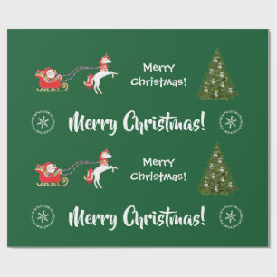 Papel De Regalo Feliz Árbol de Navidad Santa Cute Niños Unicornio 