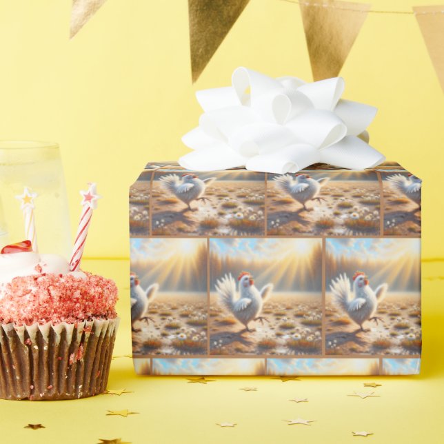 Papel De Regalo Feliz Baile De Pollo En La Suciedad (Fiesta de cumpleaños )