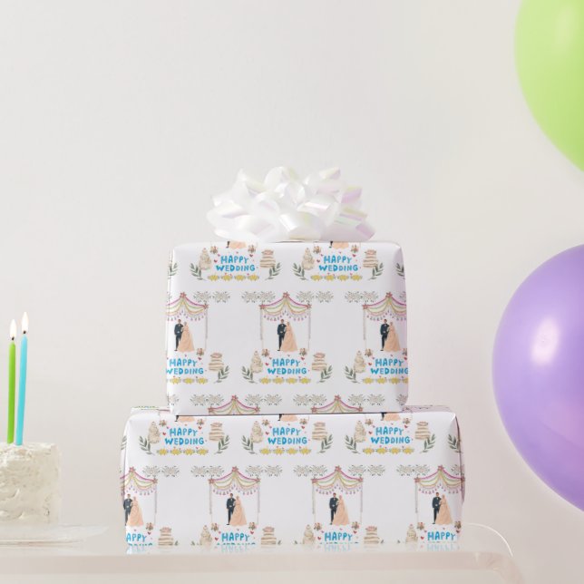 Papel de Regalo Feliz Boda – Regalo de Boda Blanco (Regalos de fiesta)