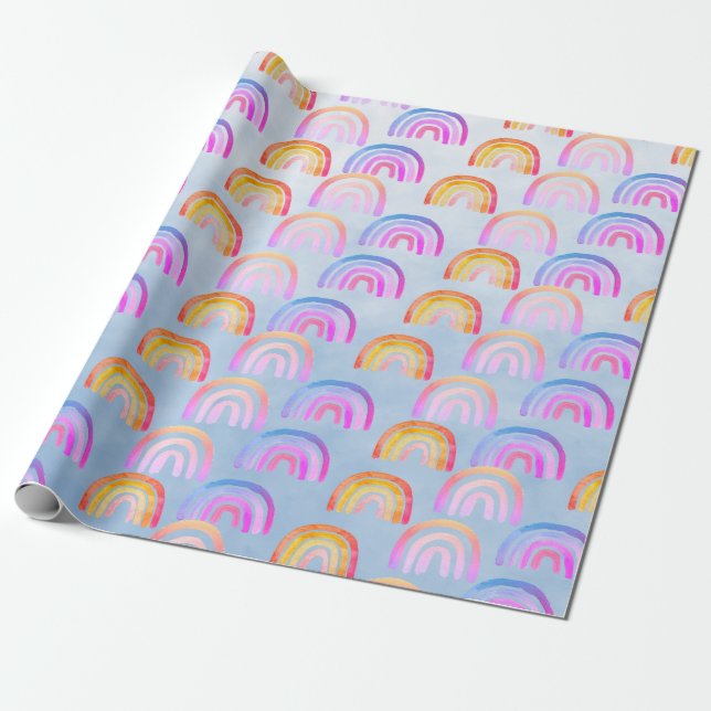 Papel De Regalo Feliz Boho Rainbows & Big Blue Sky (Desenrollado)