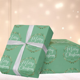 Papel De Regalo Feliz Bonito navideño Luz Verde Personalizado de l