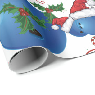Papel De Regalo Feliz Bowling navideño Santa Ball