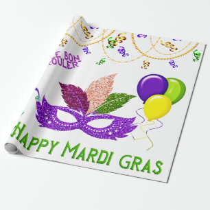 Papel De Regalo Feliz celebración del Mardi Gras Máscara de perlas