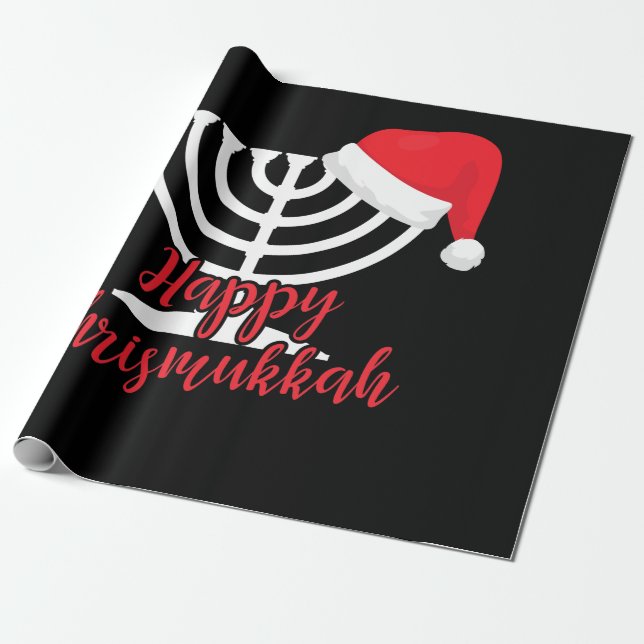 Papel De Regalo Feliz Chrismukkah Funny Hanukkah y Navidades (Desenrollado)