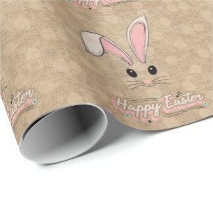 Papel De Regalo Feliz conejo de Pascua enfrentando puntos neutros 