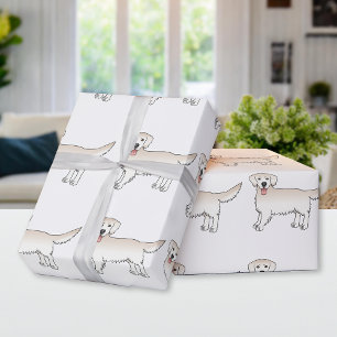 Papel De Regalo Feliz Crema Golden Retriever Cartog Pattern