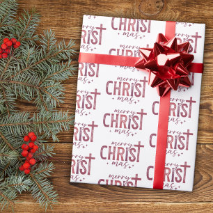Papel De Regalo Feliz Cristo mas Cristiano Religioso Rojo Moderno
