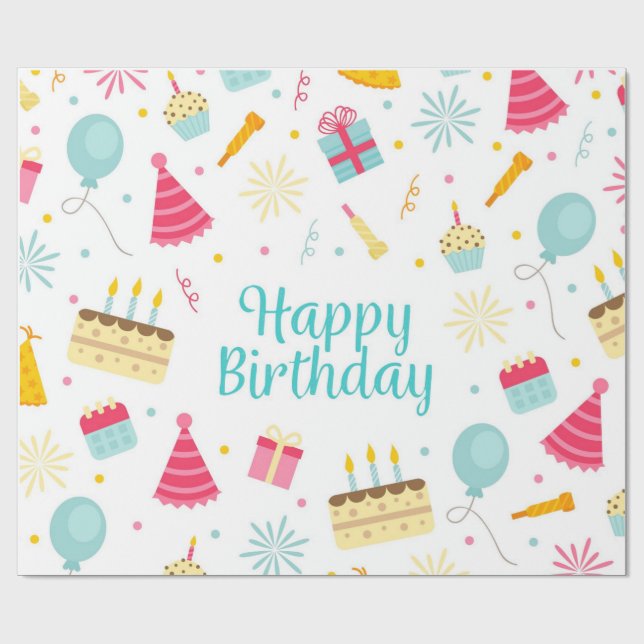Papel De Regalo Feliz cumpleaños (Superficie plana)