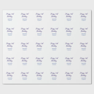 Papel De Regalo feliz cumpleaños 12 azul rosa nombre fecha simple