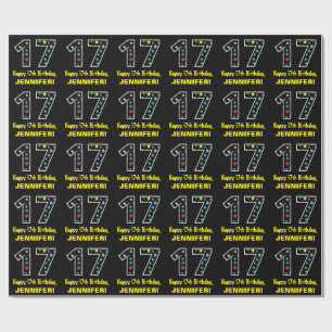 Papel De Regalo Feliz cumpleaños 17, divertido patrón de estrell