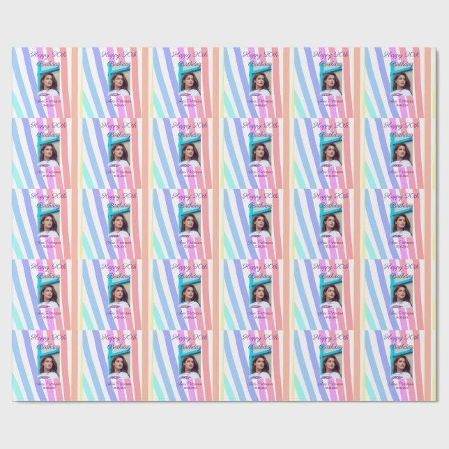 Papel De Regalo Feliz cumpleaños 20 arcoíris rústico boho líneas f (Superficie plana)