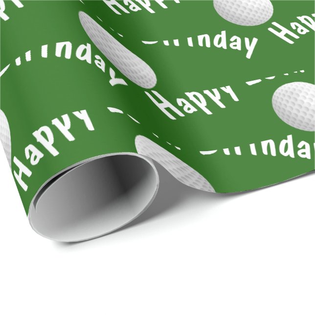 Papel De Regalo Feliz cumpleaños 20 bolas de golf (Esquina del rollo)