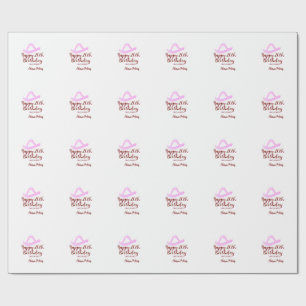 Papel De Regalo Feliz cumpleaños 20 nombre de niña vaquera rosa fe