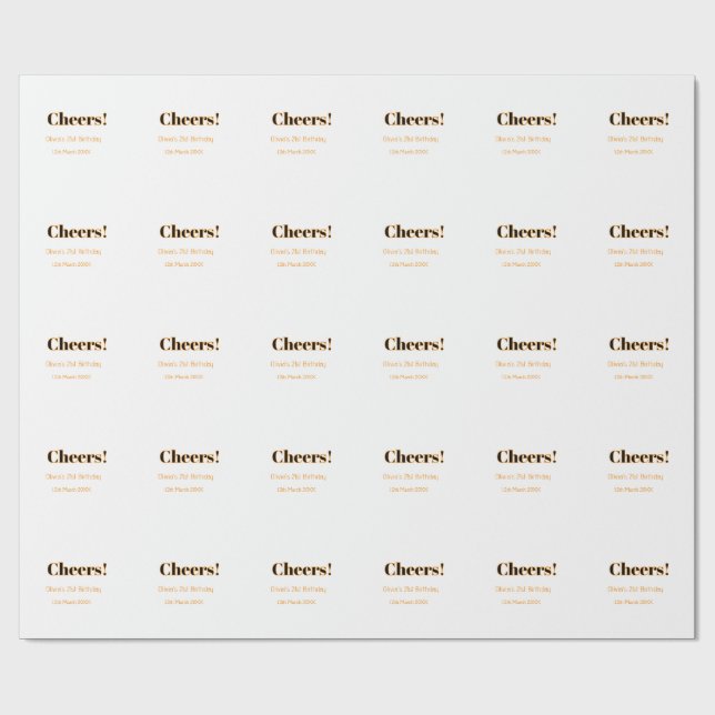 Papel De Regalo Feliz cumpleaños 21 añade nombre fecha simple mini (Superficie plana)