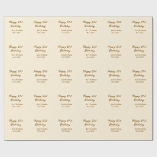 Papel De Regalo Feliz cumpleaños 21 marrón pastel amarillo nombre