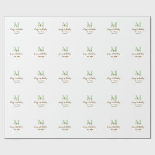 Papel De Regalo Feliz cumpleaños 21 verde agregar nombre monograma