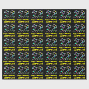 Papel De Regalo Feliz cumpleaños 22, divertido patrón de estrell