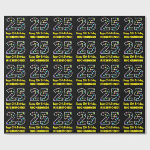 Papel De Regalo Feliz cumpleaños 25, divertido patrón de estrell