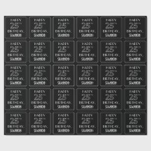 Papel De Regalo FELIZ CUMPLEAÑOS 25; estilo Art Deco con nombre pe