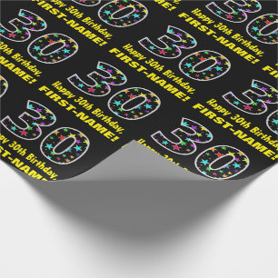 Papel De Regalo Feliz cumpleaños 30, divertido patrón de estrell