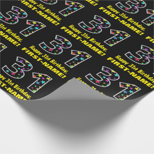 Papel De Regalo Feliz cumpleaños 31, divertido patrón de estrellas