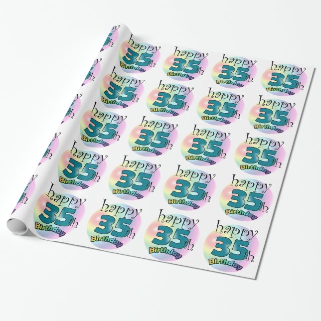 Papel De Regalo Feliz cumpleaños 35 (negro) (Desenrollado)