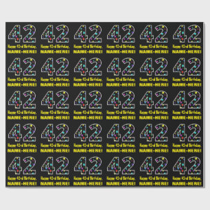Papel De Regalo Feliz cumpleaños 42, divertido patrón de estrell