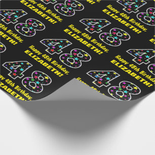 Papel De Regalo Feliz cumpleaños 48, divertido patrón de estrellas